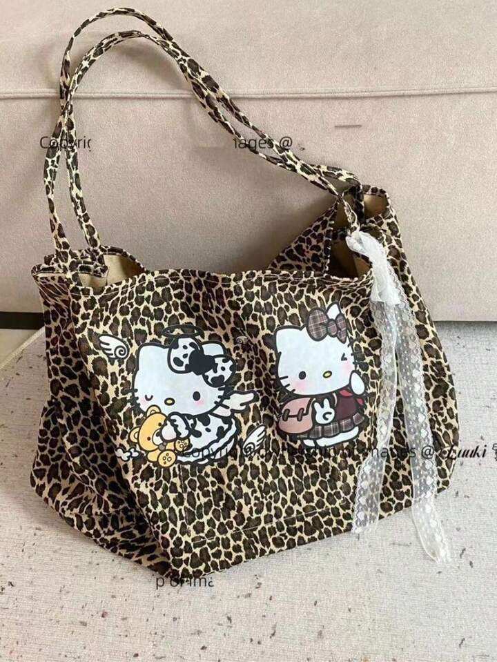 Sanrio 1pc Sanrio Hello Kitty Fashion Leopard Print Shoulder Bag, 2025 New Large Capacity Leopard... | SHEIN