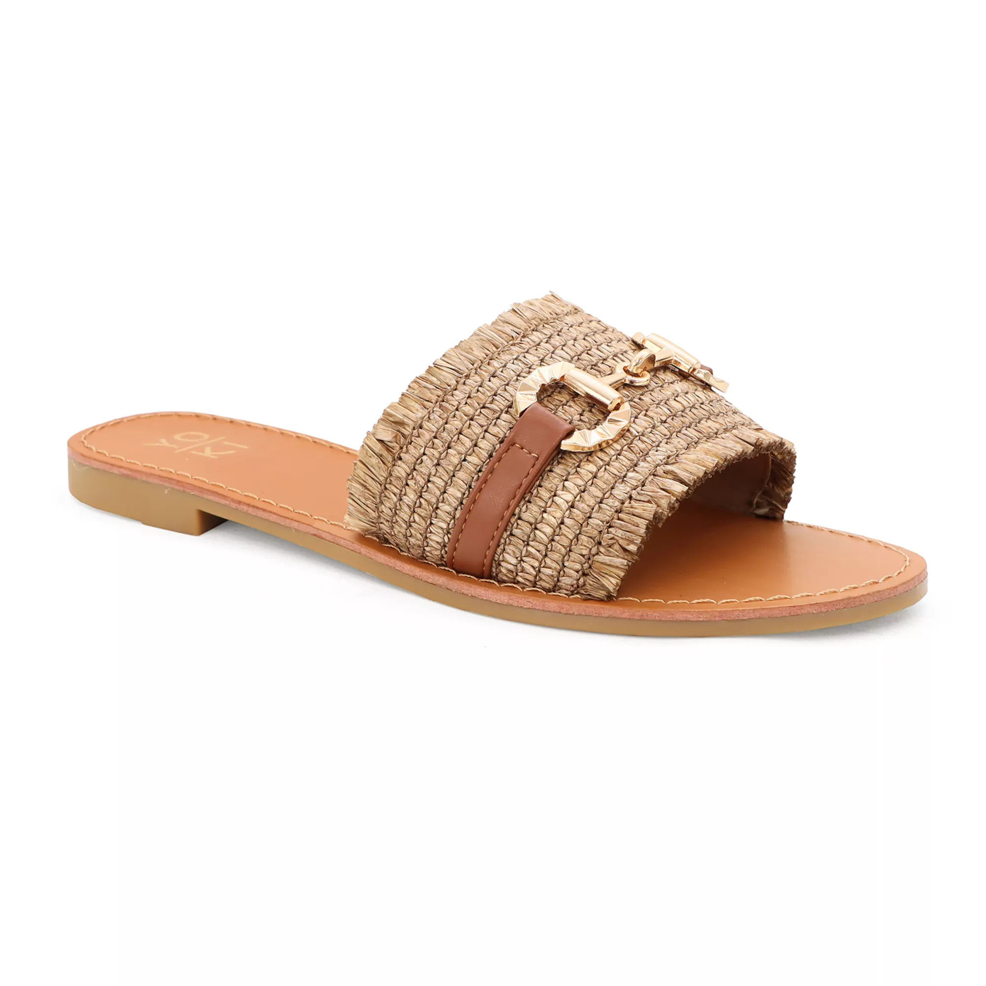 Yoki KARMEN-20 Raffia Woven Flat Buckle Women's Slide Sandals | Kohl's