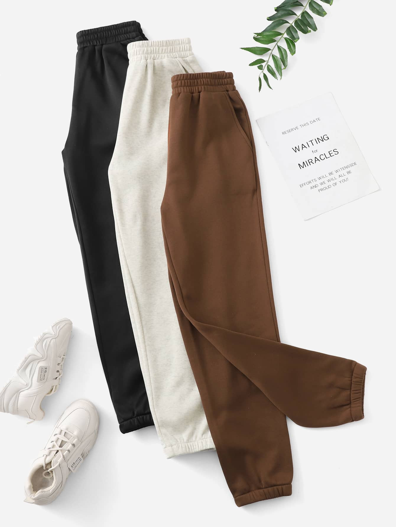 3pcs Wind-Proof Warming Slant Pocket Sports Pants | SHEIN