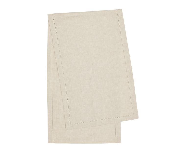 Classic Belgian Flax Linen Hemstitch Table Runner | Pottery Barn (US)