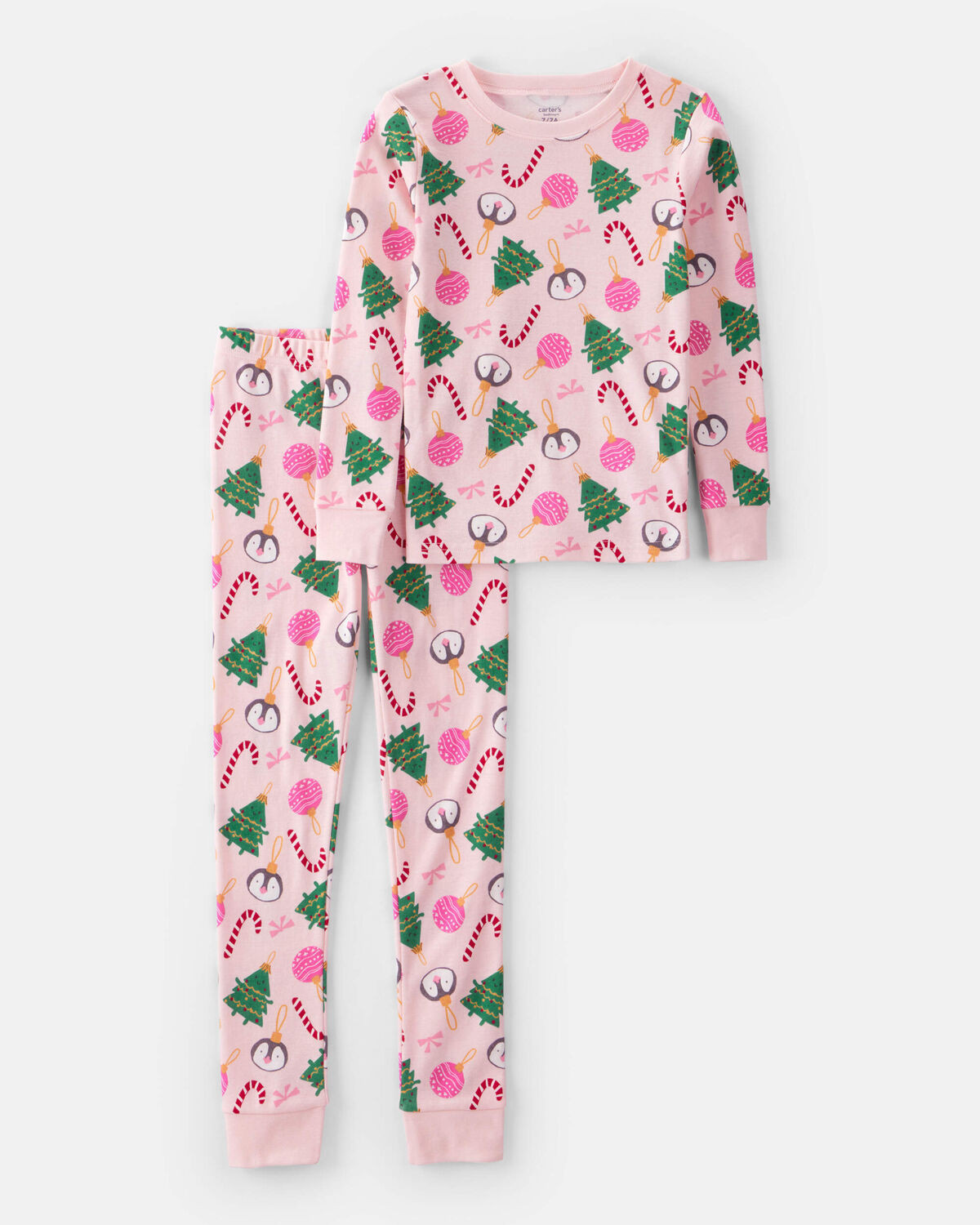 Kid Pink Ornaments 100% Cotton Long-Sleeve Snug Fit 2-Piece Pajamas - Pink | Carter's Inc