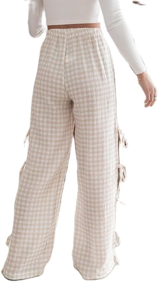 Women Y2k Striped Lounge Pants Casual Drawstring Elastic Waist Wide Leg Pajamas Pants Loose Fit G... | Amazon (US)