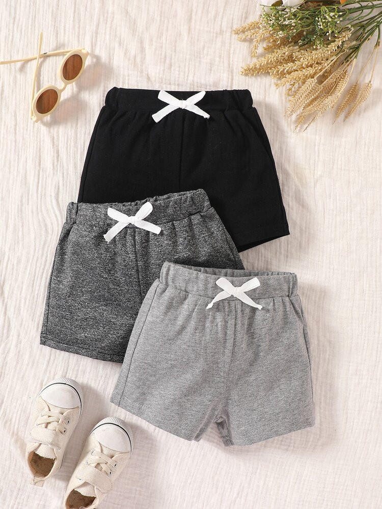 Baby 3pcs Knot Front Track Shorts | SHEIN