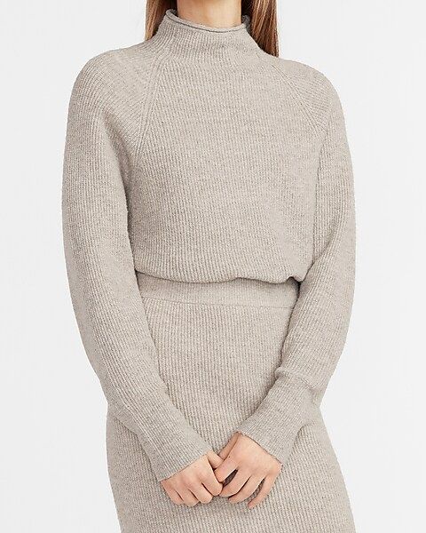 Ribbed Mock Neck Dolman Sleeve Sweater | Express