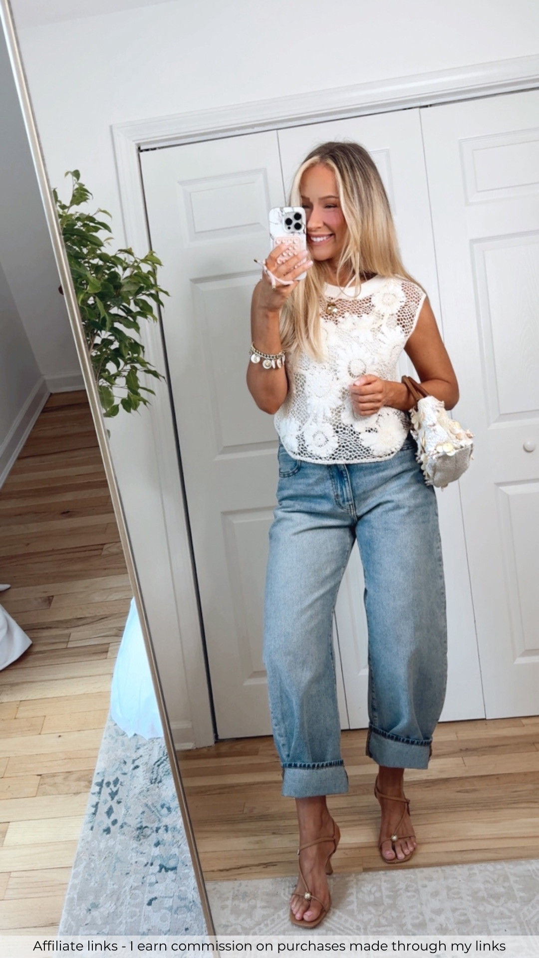 Affiliate links - I earn commission on purchases made through my links | Zara outfit spring
Zara jeans barrel leg
Crochet top
Beach vacation outfit 
Cute casual look trendy
