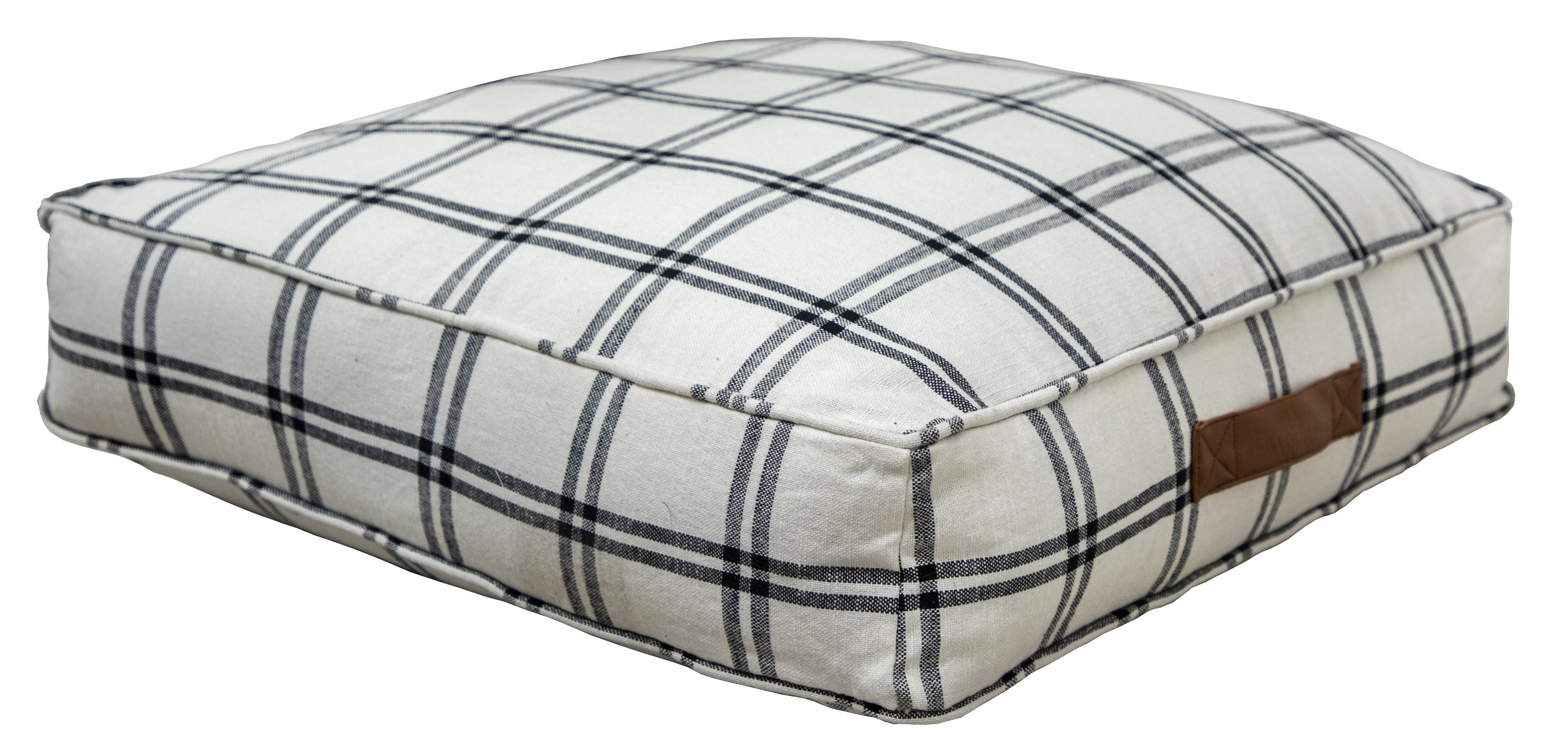 Better Homes & Gardens Yarn Dyed Floor Pillow, White and Black Windowpane Plaid, 24" x 24" | Walmart (US)