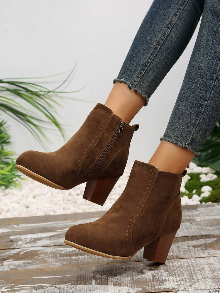 Zip Side Faux Suede Classic Boots | SHEIN