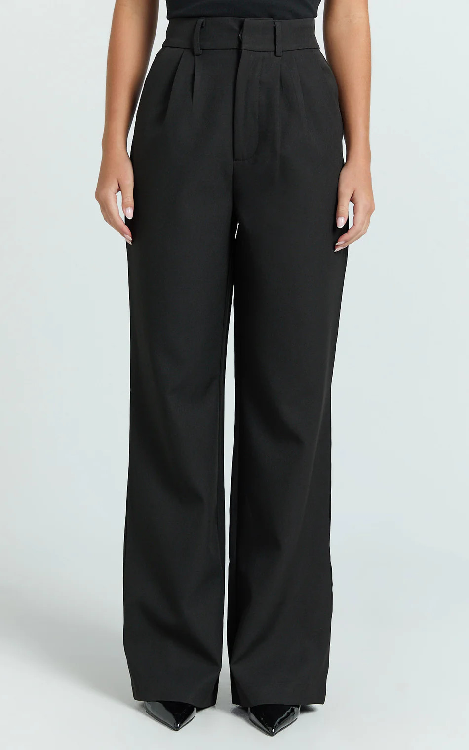 Melissa Pants - Pleat Front Wide Leg Tailored Pants in Black | Showpo (US, UK & Europe)