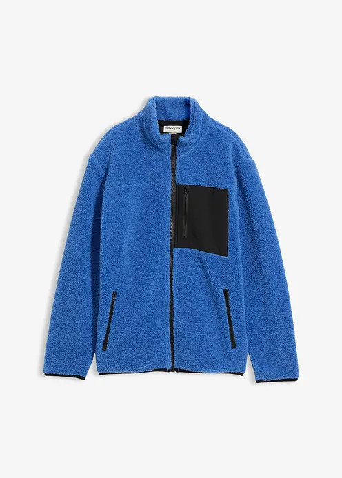 Modische Teddy-Fleecejacke für Jungen mit Kontrastdetails - blau | Bonprix DE