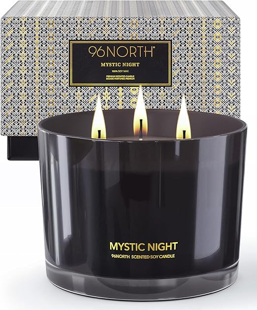 96NORTH Luxury Black Candle | Large 3-Wick Jar Candle | Up to 40 Hours Burning Time | 100% Natura... | Amazon (US)