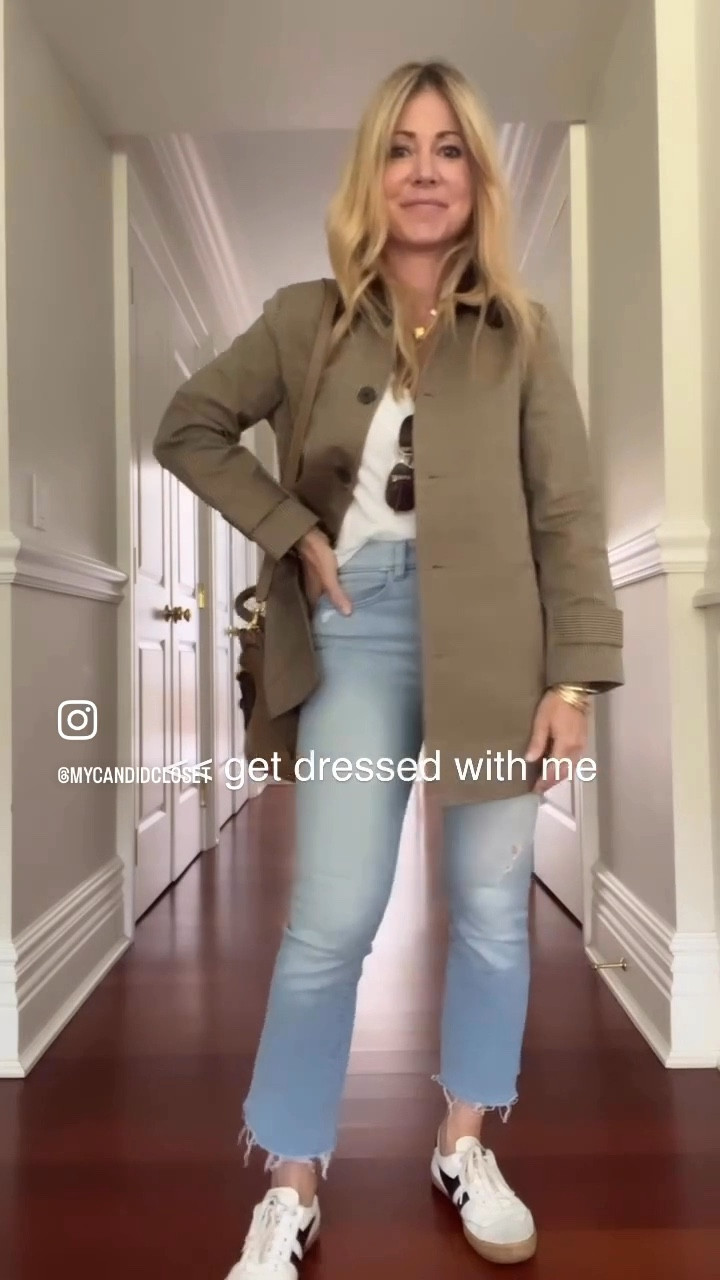 The easiest fall outfit: jeans, a white tee, sneakers and the cutest plaid barn jacket. This coat is lightweight and also great for traveling because it goes with everything! 

#LTKOver40 #LTKSeasonal #LTKTravel