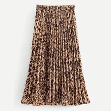 Leopard Print Pleated Skirt | SHEIN