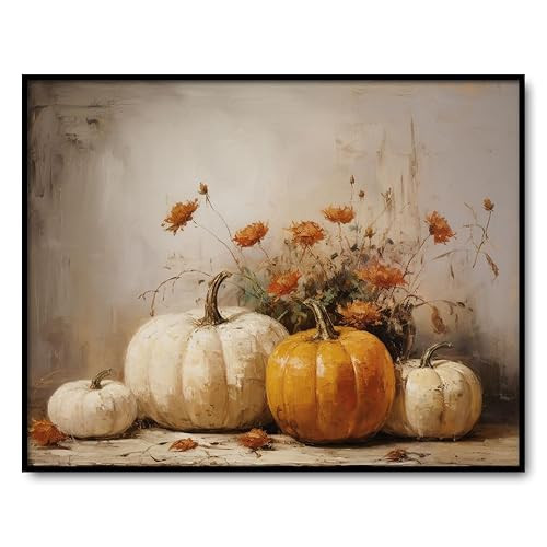 Fall Wall Decor, Pumpkin Still Life Print, Rustic Fall Art, Vintage Autumn Decor, Halloween Autum... | Amazon (US)