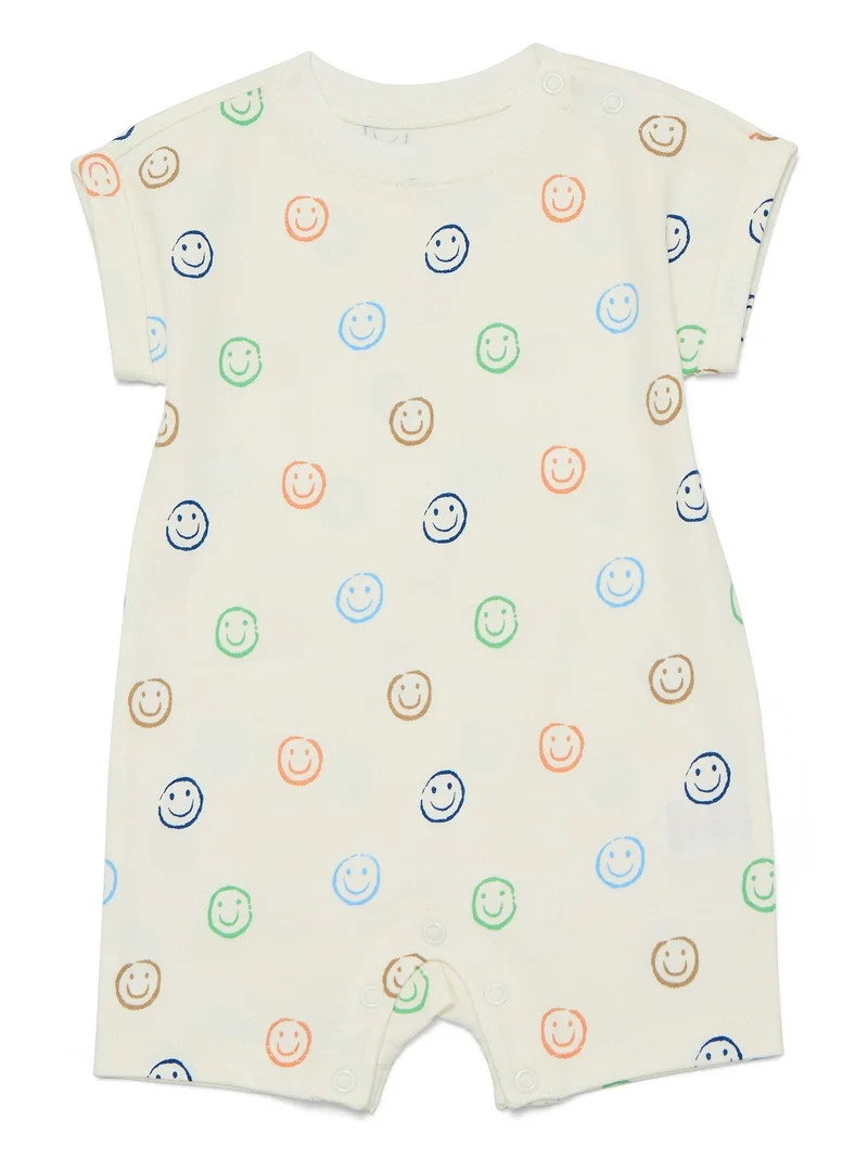 Wonder Nation Baby Boys Printed Jersey Romper, Sizes 0M-24M | Walmart (US)