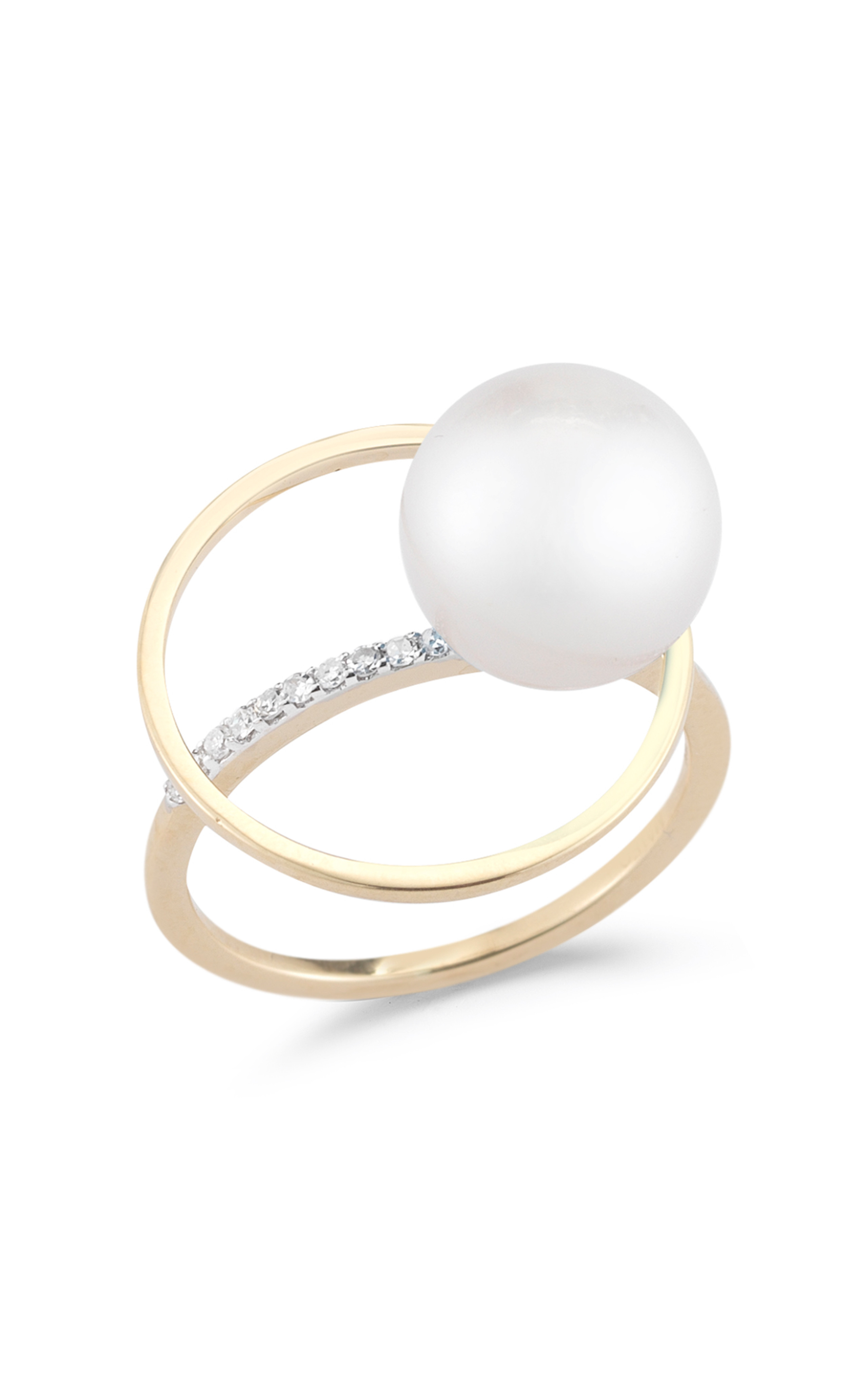 14K Gold Diamond and Pearl Orbit Ring | Moda Operandi (Global)