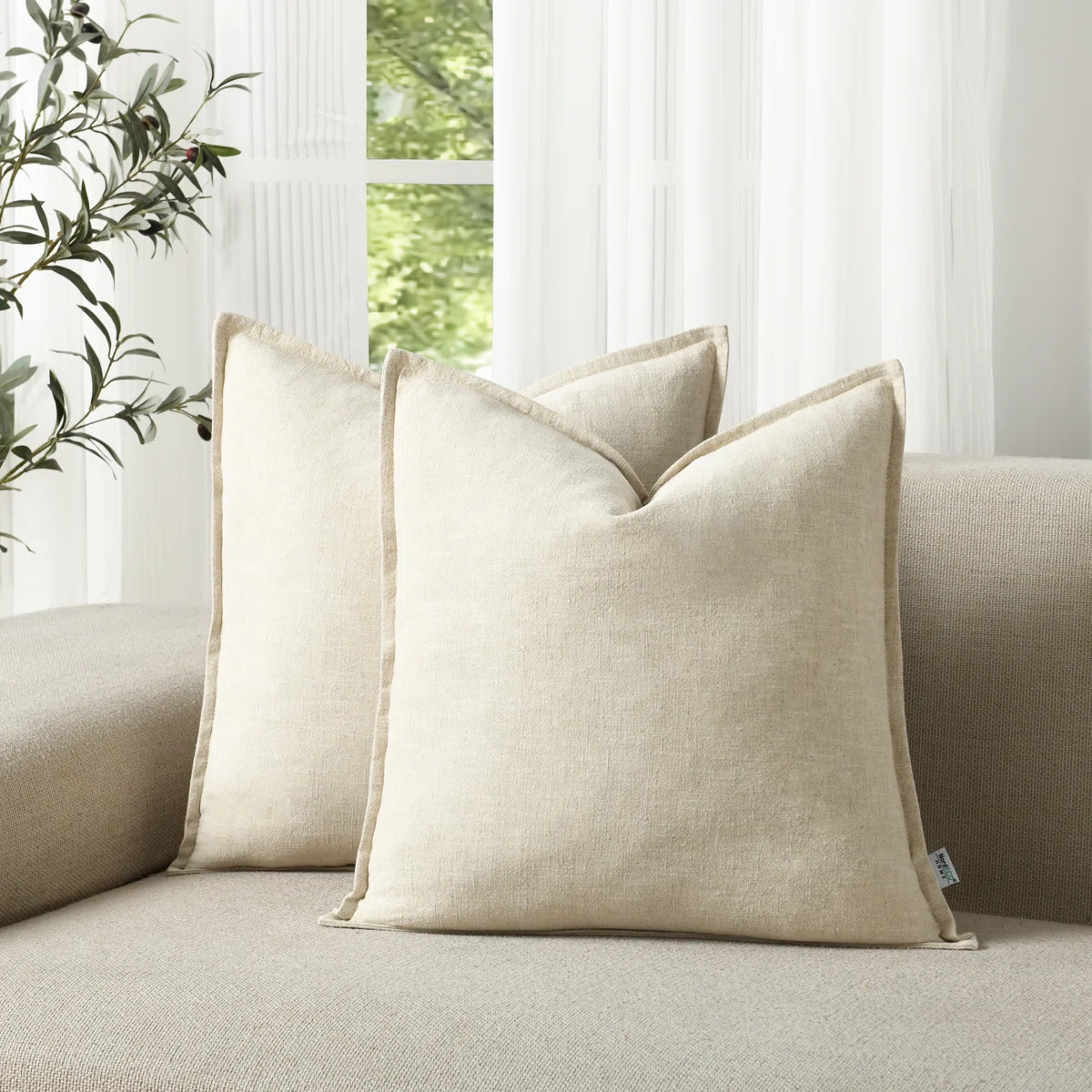 Boho Farmhouse Pillow Cover Soft Boho Farmhouse Washed Linen Textured Cotton Throw Pillow Covers ... | Wayfair North America