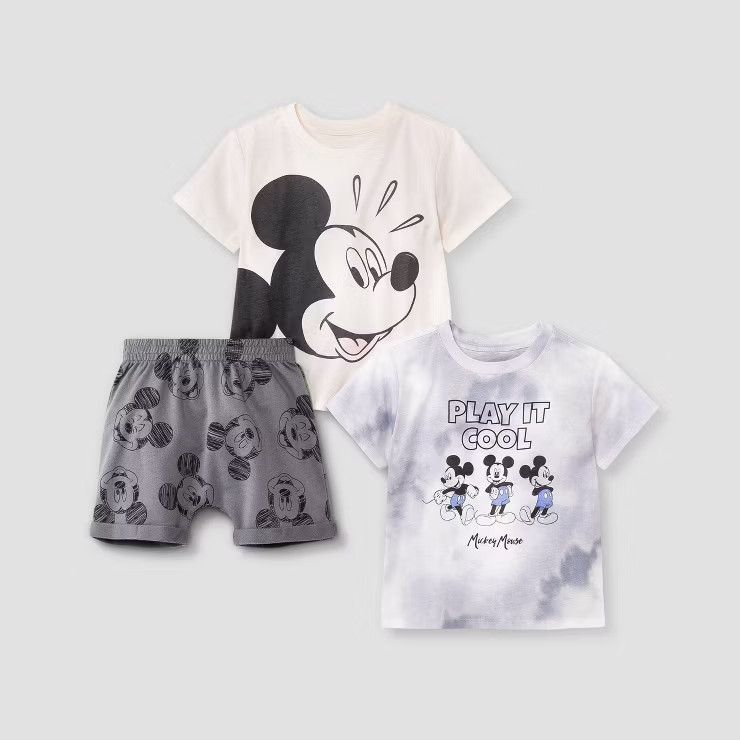 Toddler Boys' 3pc Mickey Mouse Top and Bottom Set - Off-White/Gray | Target