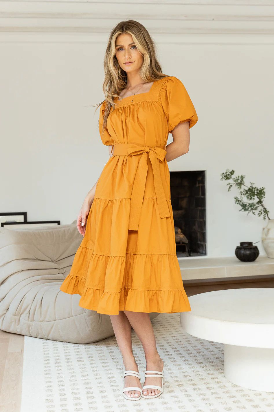 Tropez Midi Dress in Orange | Bohme