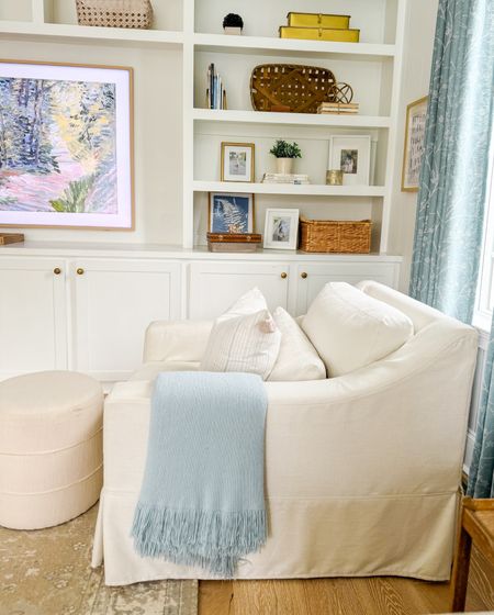 Classic coastal relaxed deep slipcovered chair | neutral rug

#LTKhome
