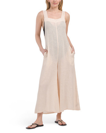 Linen Blend Jumpsuit Swim Cover-up | Cover-ups | Marshalls | Marshalls