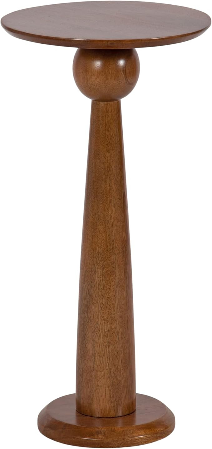 Kate and Laurel Jakob Modern Wooden Round Side Table, 12 x 24, Walnut Brown, Circle Pedestal Tabl... | Amazon (US)