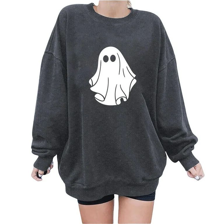 Hoodies for Teen Girls Aesthetic Halloween Shirts For Women Vintage Long Sleeve Graphic Tee Tops ... | Walmart (US)