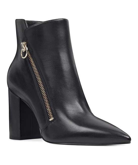 Nine West Women's Casual boots XBL06 - Black Russity Side-Zip Leather Ankle boot - Women | Zulily