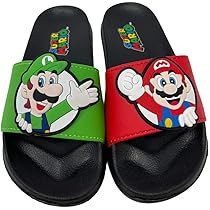 Super Mario Brothers Mario & Luigi Nintendo Sandals – Boys Soccer Slides (Little Kid/Big Kid) | Amazon (US)