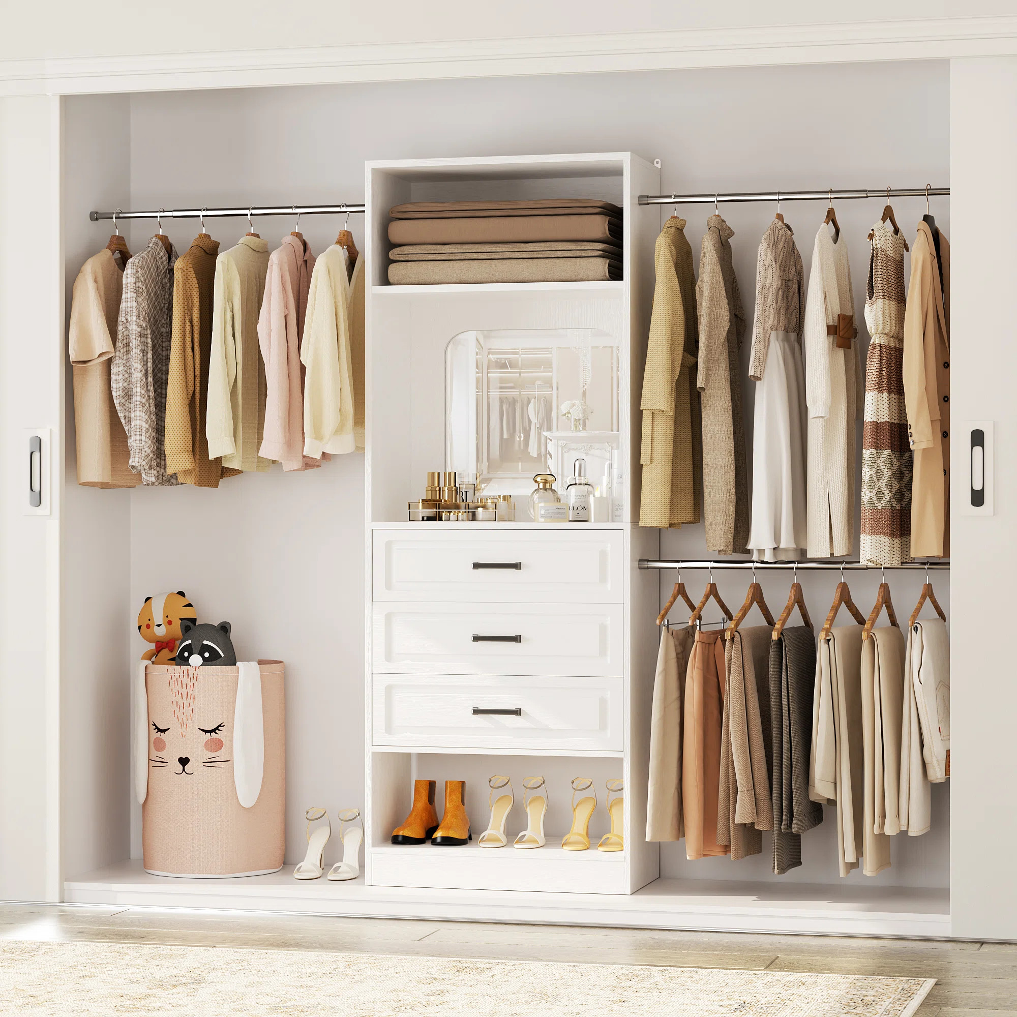 25" - 96” W Closet System with Wooden Drawers | Wayfair North America