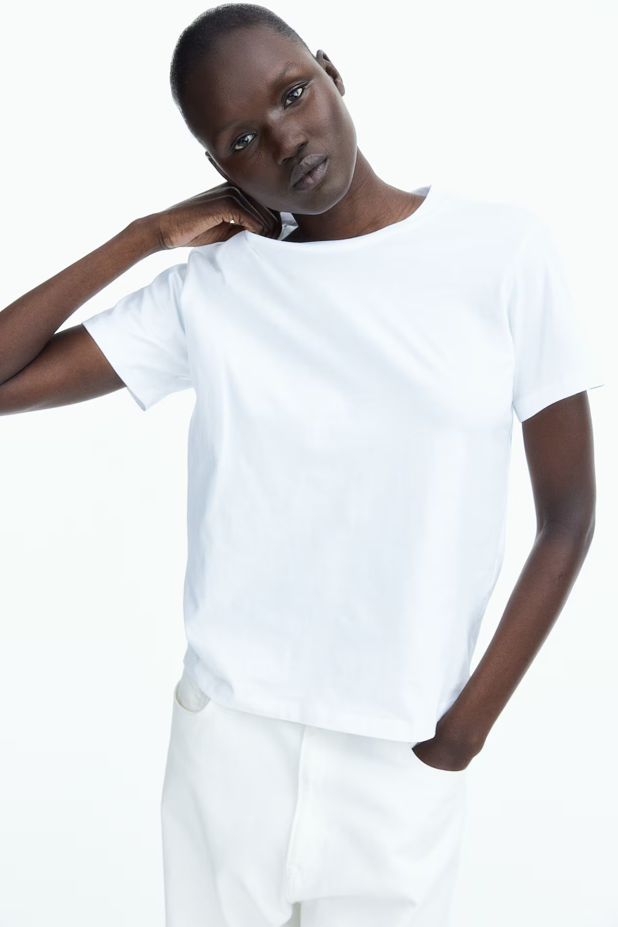 Cotton Tee - White - Ladies | H&M AU | H&M (AU)