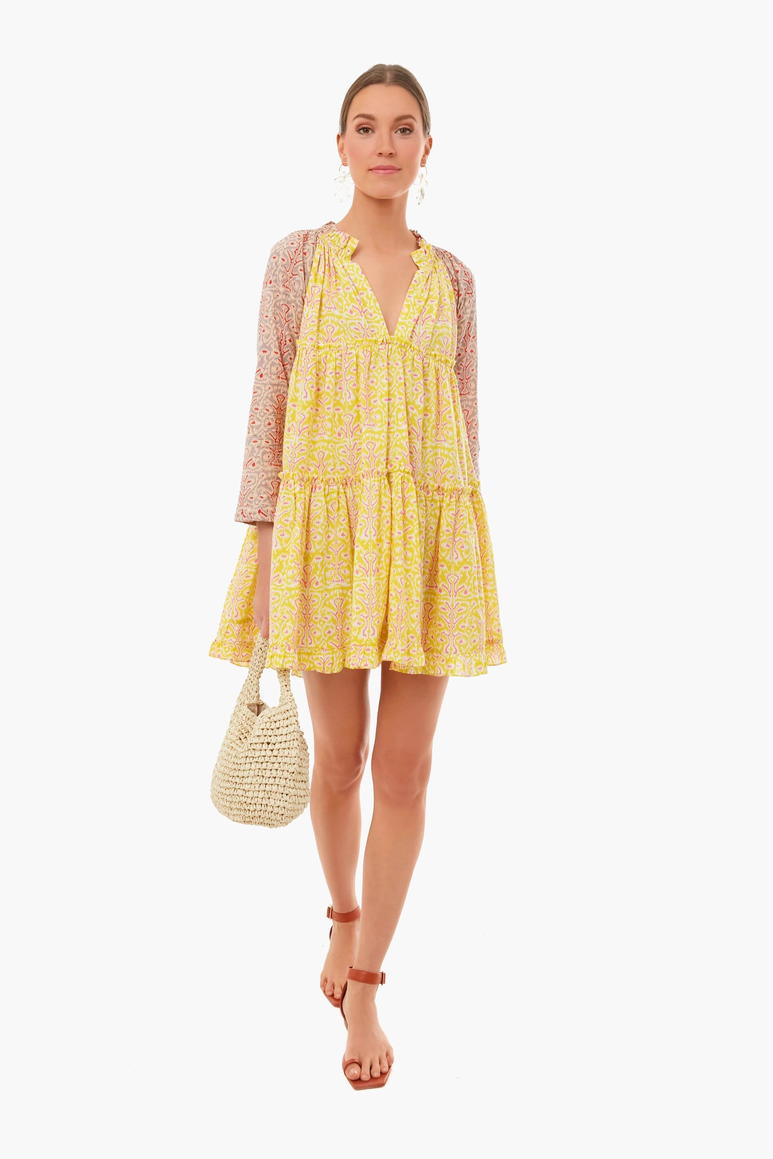Yellow And Sand Ikat Swing Dress | Tuckernuck (US)