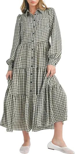 Gingham Long Sleeve Maxi Shirtdress | Nordstrom Rack