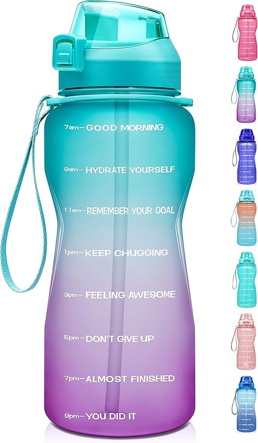 Fidus Large Half Gallon/64oz Motivational Water Bottle with Time Marker & Straw,Leakproof Tritan ... | Amazon (US)