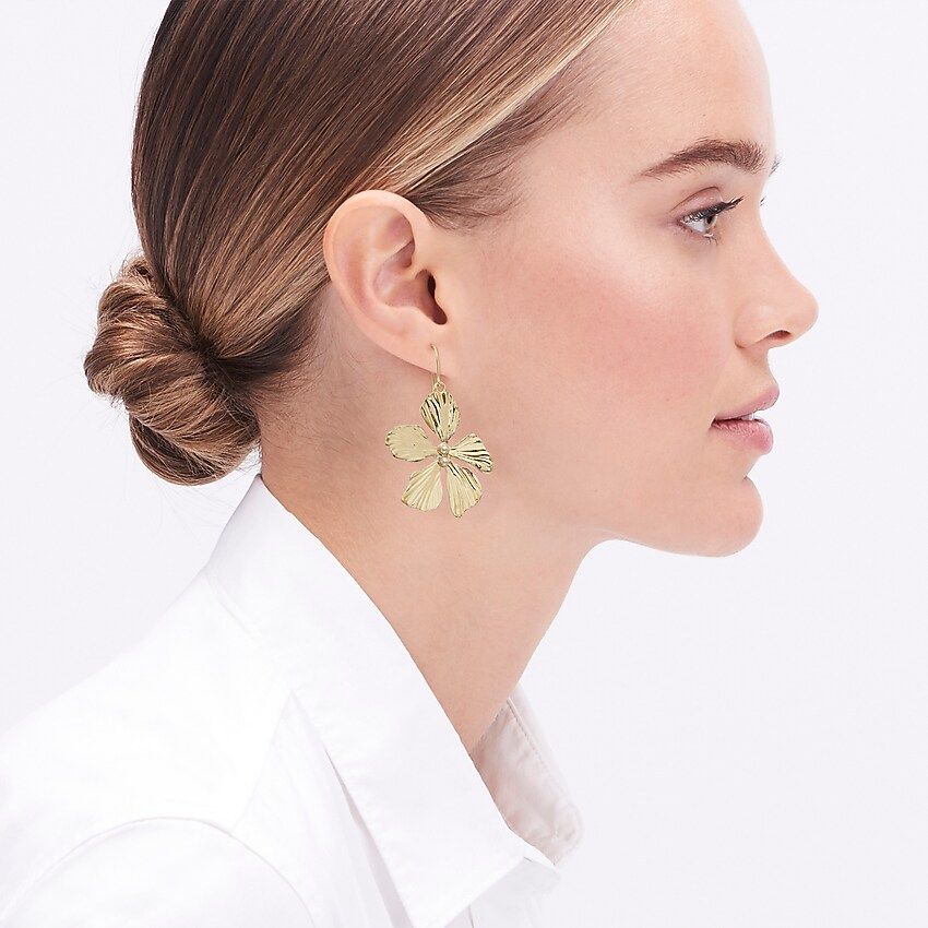 Gold floral earrings with pearls | J.Crew Factory