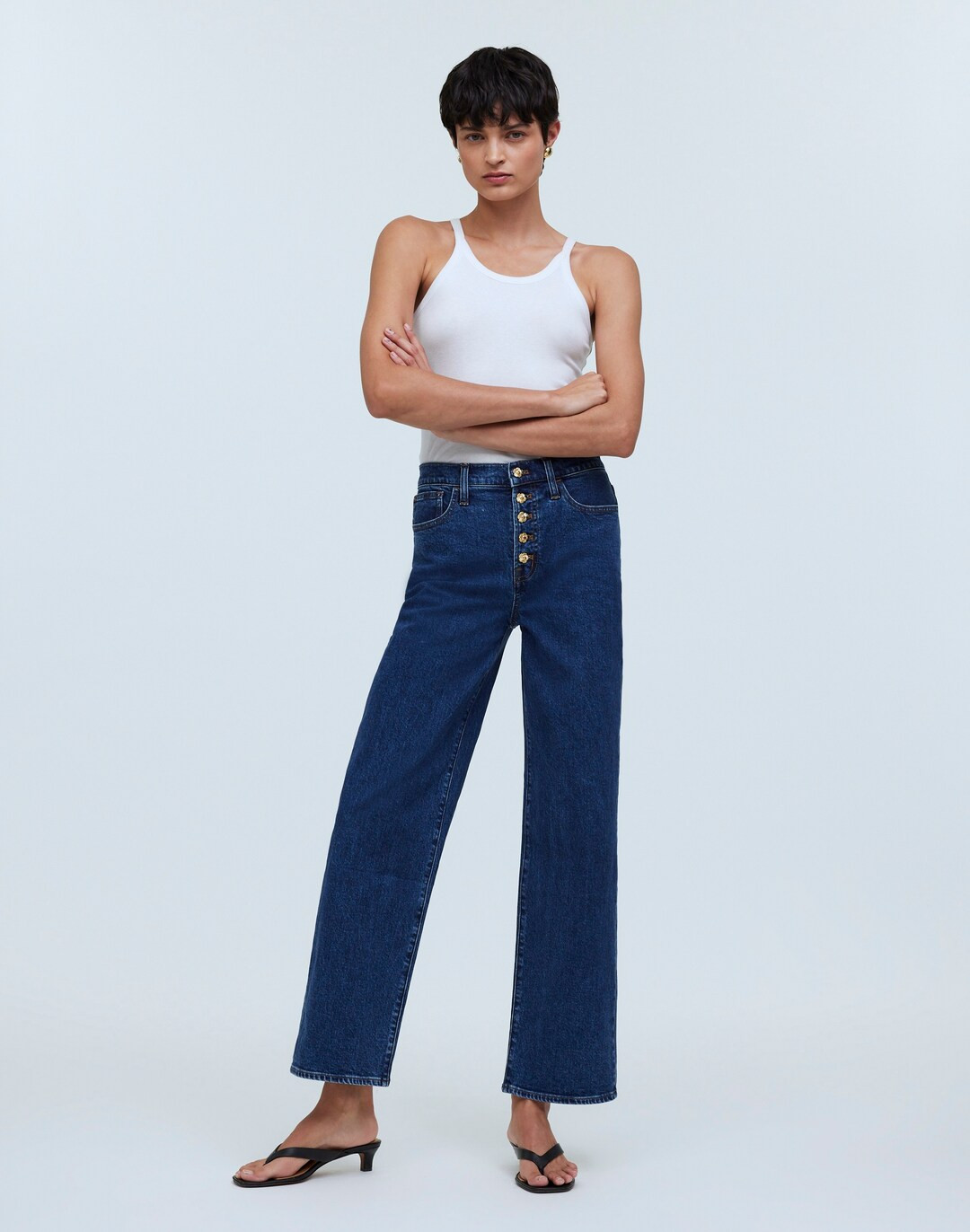 The Perfect Vintage Wide-Leg Crop Jean in Marbern Wash: Button-Front Edition | Madewell