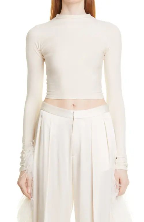 LAPOINTE Funnel Neck Crop Top in Cream at Nordstrom, Size X-Small | Nordstrom