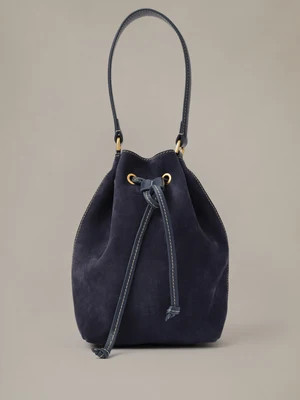 J.McLaughlin Women's Newbury Suede Bucket Bag Navy | Leather/Suede | J.McLaughlin