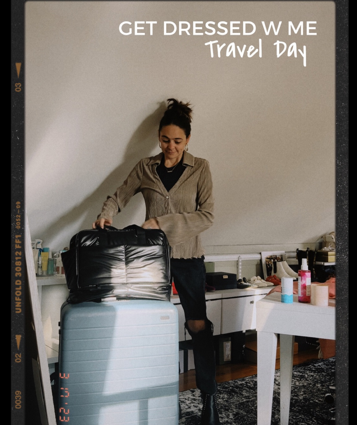 Get dressed with me for a travel day. Rebecca Piersol style. Everyday outfit. Black denim, song of style top, skims cropped top. Dolce vita boots. 

#LTKunder100 #LTKstyletip #LTKFind