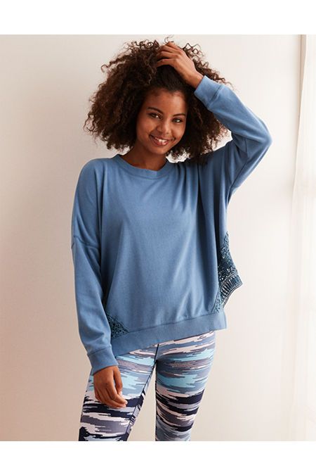 Aerie Lace Bottom Sweatshirt | American Eagle Outfitters (US & CA)