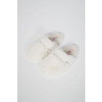 Boux Avenue Embellished borg mule slippers - Ivory Mix - 7-8 | Boux Avenue (UK)