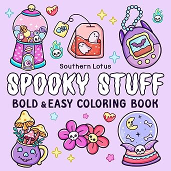 Spooky Stuff: Coloring Book for Adults and Teens Featuring Cute and Creepy Items and Adorable Cha... | Amazon (US)