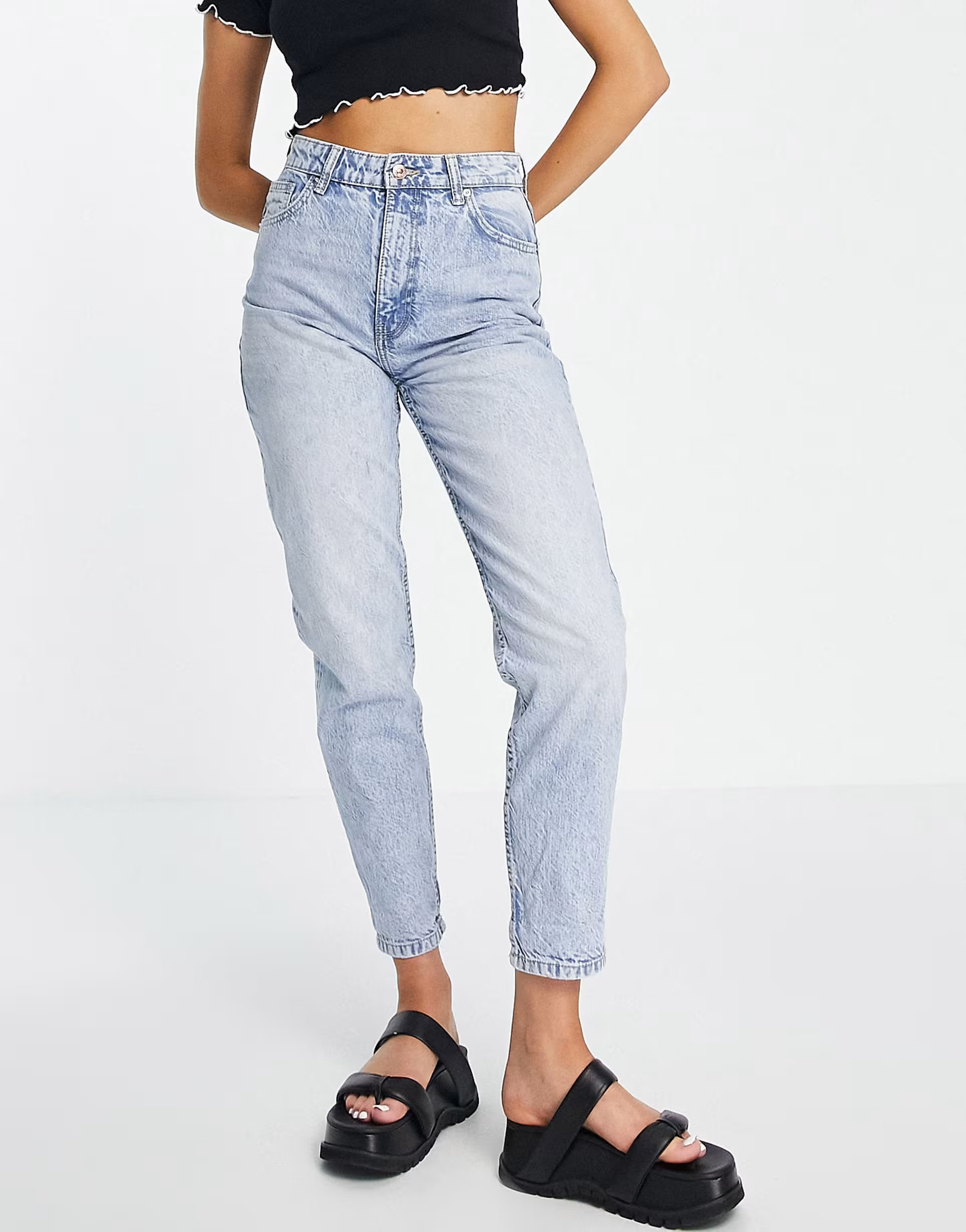 Bershka mom jean in light blue | ASOS (Global)