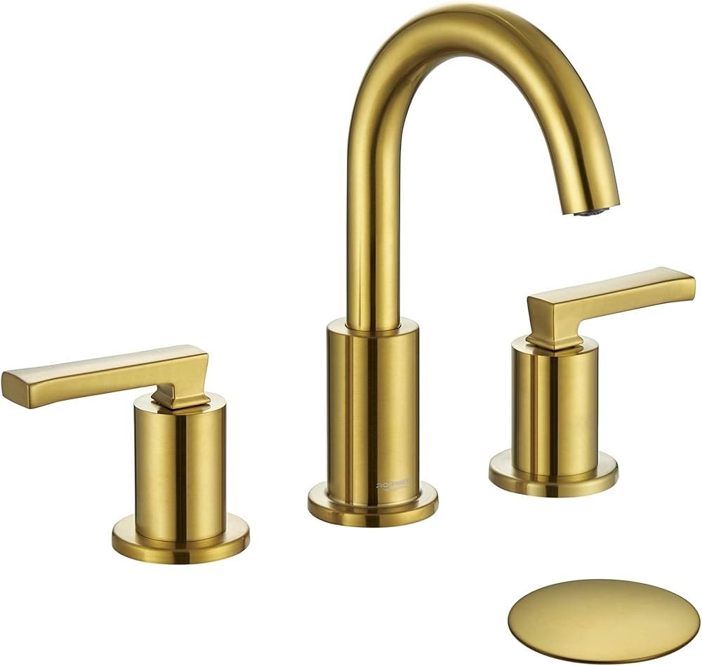 Roffenny 8 inch Widespread Bathroom Faucets, 2-Handle Brushed Gold Bathroom Sink Faucets for Sink... | Amazon (US)