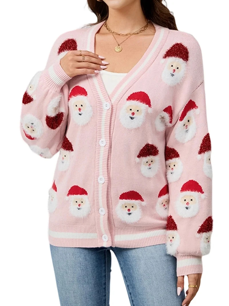 Women Ugly Christmas Sweaters Cardigan Soft Holiday Long Sleeve Wintertime Fuzzy Pullover Xmas Kn... | Walmart (US)