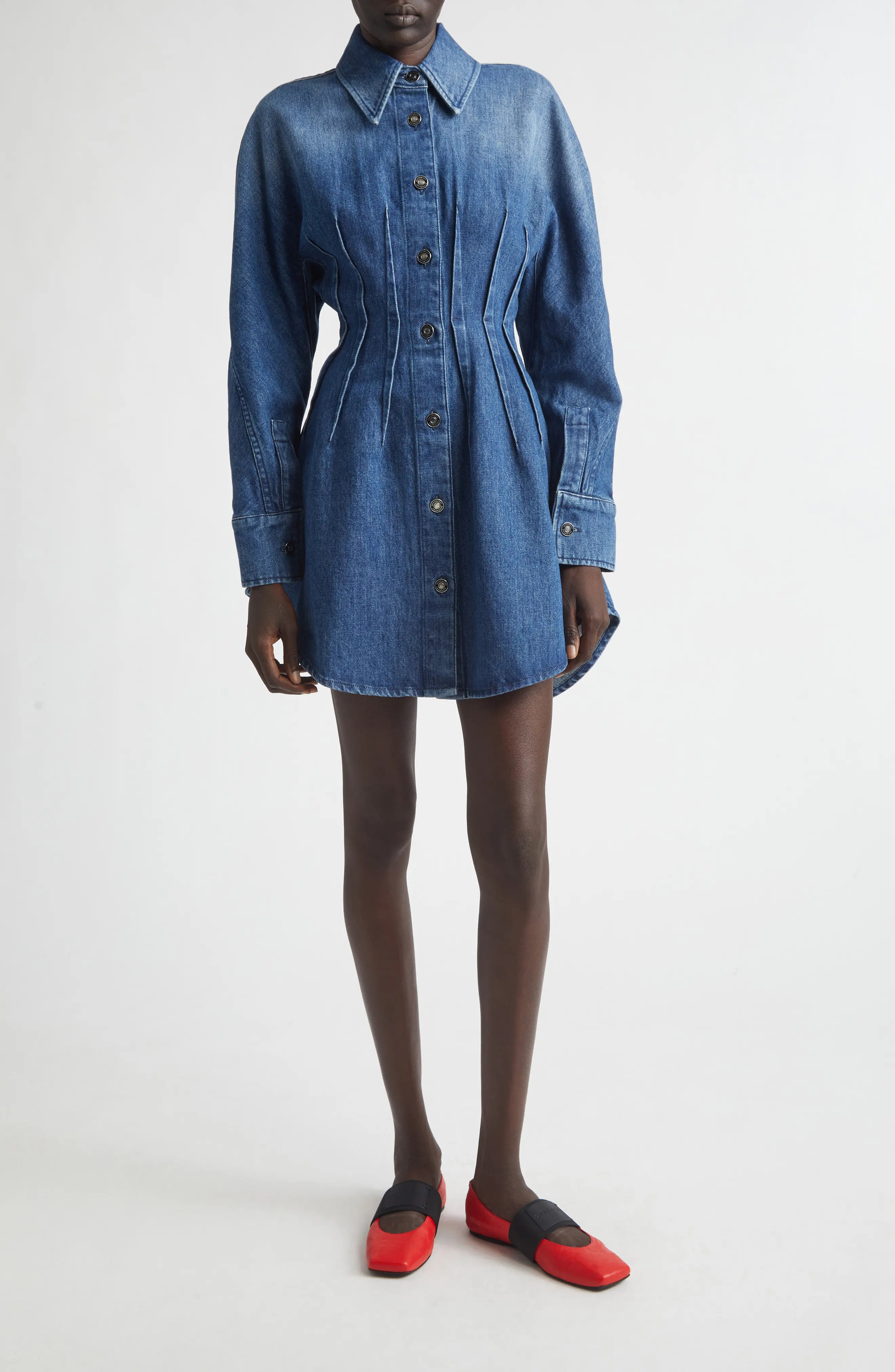 Long Sleeve Denim Cocoon Mini Shirtdress (Women) | Nordstrom | Nordstrom