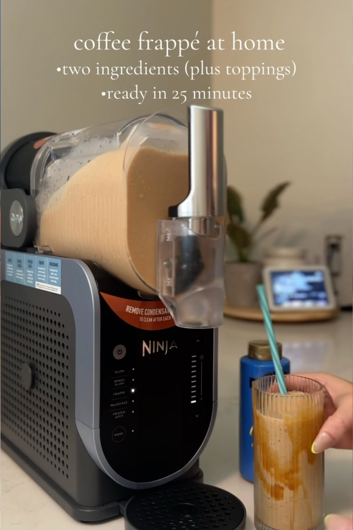 One more SLUSHi post because I’m obsessed! 

Super easy, 2 ingredient coffee frappe at home! Just missing the whipped cream 😋 

Ingredients: chilled Dunkin cold brew coffee + creamer of choice (plus toppings)

#ninja #ninjaslushi 