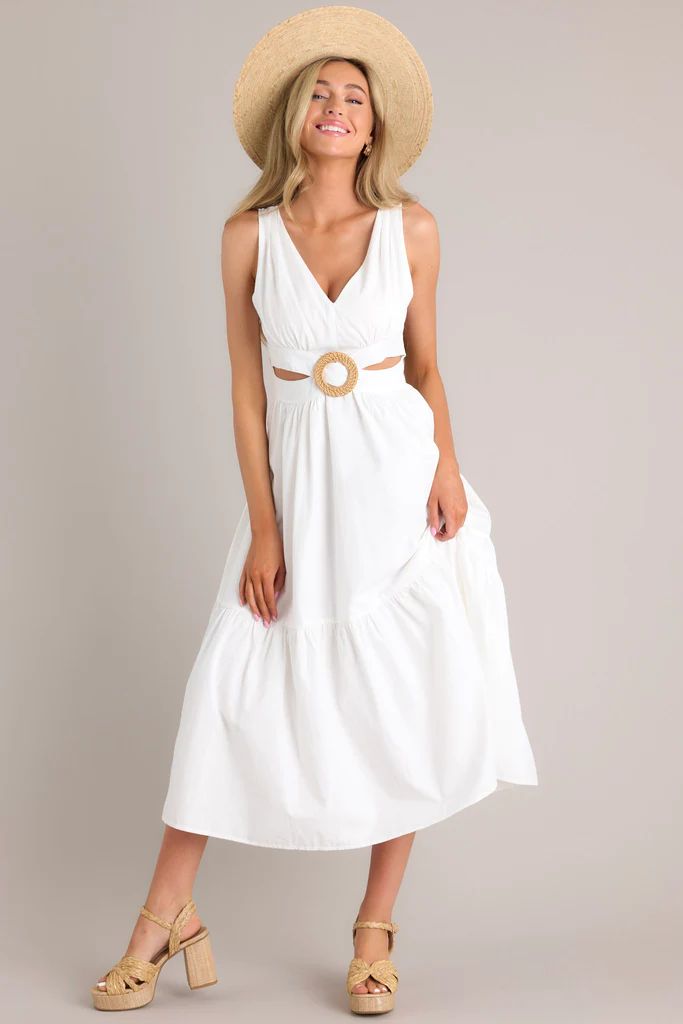Be Good To Me White Cutout Midi Dress | Red Dress