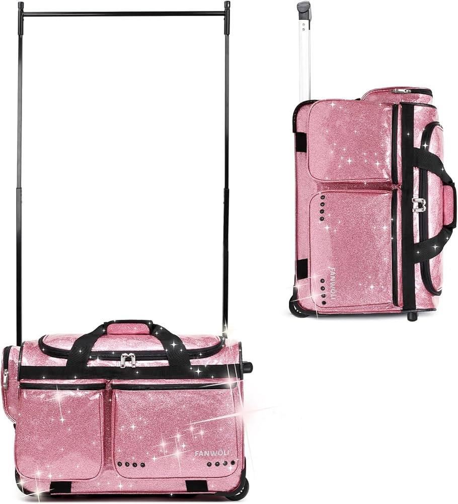 Fanwoli 23" Dance Bag with Garment Rack | Glittering Waterproof Fabric & Upgraded Stable System |... | Amazon (US)