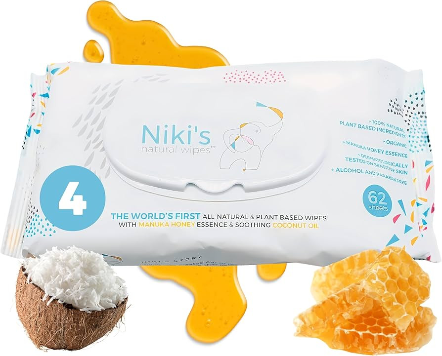 Niki's Natural Baby Wipes | Organic Baby Wipes Sensitive | Made with Manuka Honey and Coconut Oil... | Amazon (US)