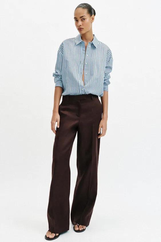OVERSIZE STRIPED POPLIN SHIRT | Zara UK